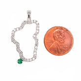XL 14 Karat White Gold Lake Tahoe Diamond Pendant with Emerald